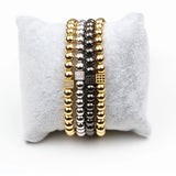 Men Women 6MM Stainless Steel Beads Strand Bracelet For Couples