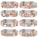 10mm Mesh Bracelets with Santa Claus Charm Beads for Christmas Gift