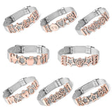 Stainless Steel Mesh Bracelet Set with Footprint Charm Beads