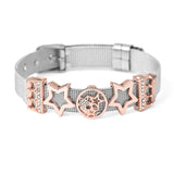 Stainless Steel Mesh Bracelet Set with Footprint Charm Beads
