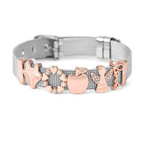Stainless Steel Mesh Bracelet Set with Footprint Charm Beads