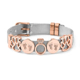 Stainless Steel Mesh Bracelet Set with Love Mom Charm Beads