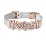 Stainless Steel Mesh Bracelet Set with Love Mom Charm Beads