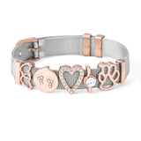 Stainless Steel Mesh Bracelet Set with Love Mom Charm Beads