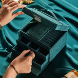 Velvet Jewelry Organizer Box for Women Girls Gift