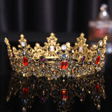 Vintage Baroque Red Crystal Wedding Hair Accessories Tiara Crown