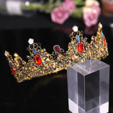 Vintage Baroque Red Crystal Wedding Hair Accessories Tiara Crown