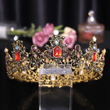 Vintage Baroque Red Crystal Wedding Hair Accessories Tiara Crown