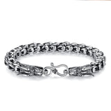 Vintage Silver Dragon Head Bracelet for Men