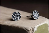 Vintage Gun 925 Sterling Silver Stud Earrings Star Womens Jewellery
