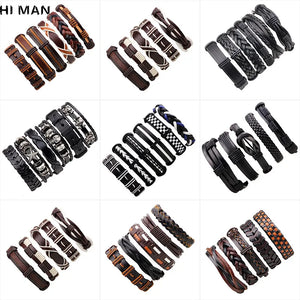 Vintage Multi-layer Leather Bracelet Men Glamour Wristband