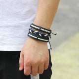 Vintage Multi-layer Leather Bracelet Men Glamour Wristband