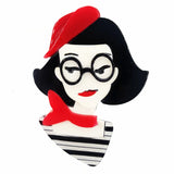 Red Hat Girl Acrylic Brooches Cartoon Badges Lapel Pins Jewelry