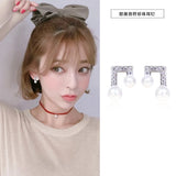 925 Sterling Silver Clear Zircon Note Stud Earrings