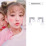 925 Sterling Silver Clear Zircon Note Stud Earrings