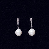 Zircon Earrings 925 Silver Shell Pearl Studs