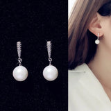 Zircon Earrings 925 Silver Shell Pearl Studs