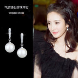 Zircon Earrings 925 Silver Shell Pearl Studs