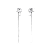 925 Silver Star Stud Earrings Clear Zircon Wedding Jewelry