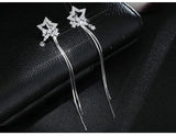 925 Silver Star Stud Earrings Clear Zircon Wedding Jewelry