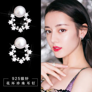 Clear Zircon Earrings 925 Sterling Silver Studs for Women