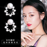 Clear Zircon Earrings 925 Sterling Silver Studs for Women