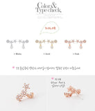 925 Sterling Silver Zircon Flower Stud Earrings