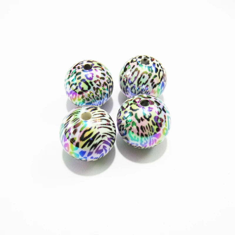 20mm Leopard Beads Plated UV&AB 100pcs/bag