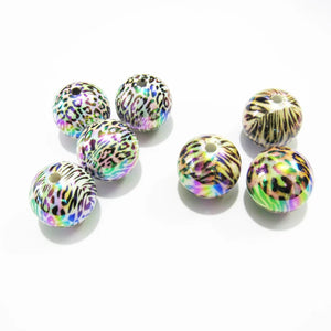 20mm Leopard Beads Plated UV&AB 100pcs/bag