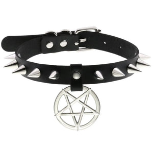 Women Goth Leather Collar Harness Punk Rock Pendant Choker