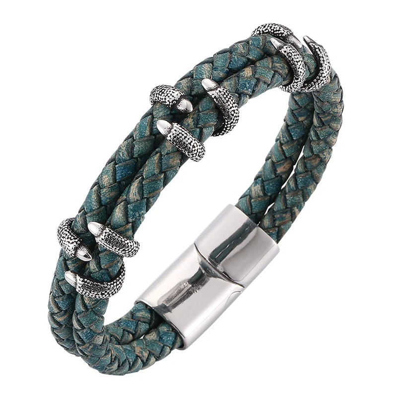 Dragon Claw Leather Bracelet Stainless Steel Clasp