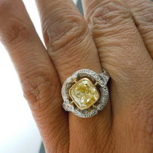 Yellow Cubic Zircon Ethnic Engagement Wedding Ring for Female