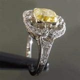Yellow Cubic Zircon Ethnic Engagement Wedding Ring for Female