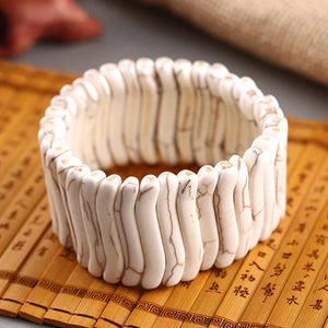 Women Turquoises Stone Bracelet Boho Vintage Howlite Bangle