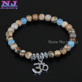 6mm Yoga Set Om Hamsa Hand Bracelet Tree of Life Healing Stone Stackable