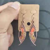 Vintage Red Bronze Stone Earrings for Women