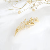 Zircon Floral Women Brooch Pins with Natural Pearl