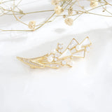 Zircon Floral Women Brooch Pins with Natural Pearl