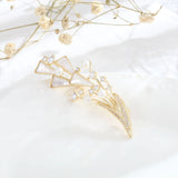 Zircon Floral Women Brooch Pins with Natural Pearl