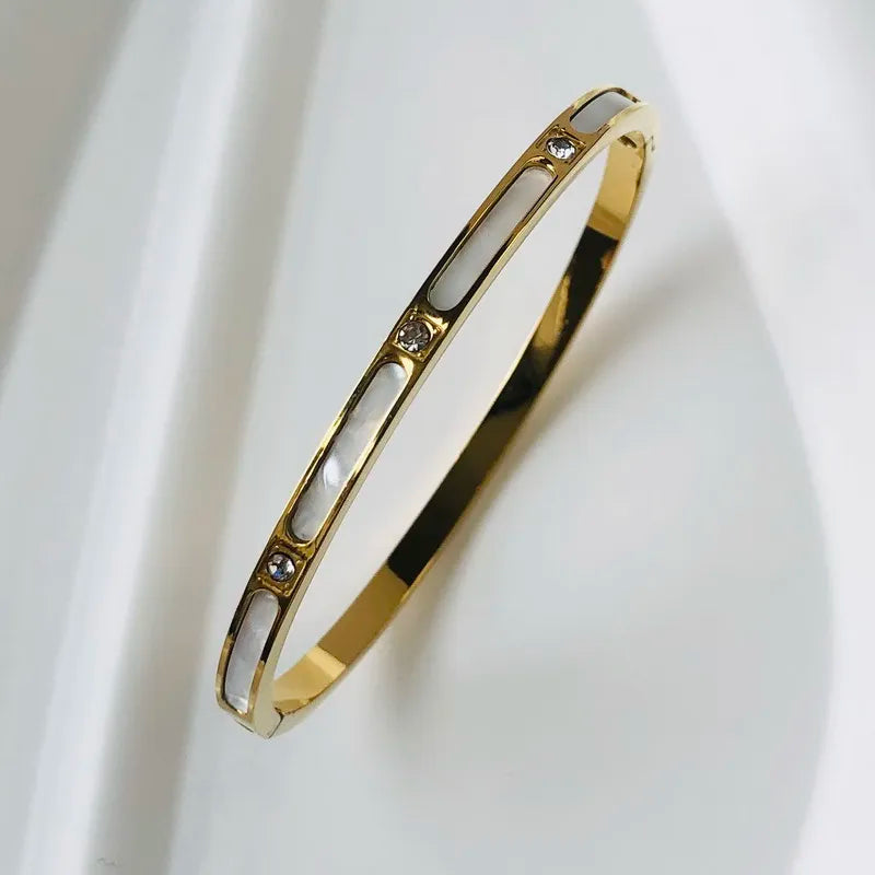 Zircon Inlaid Bracelets - Silver Stainless Steel Waterproof Jewelry