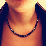 Men's Hematite & Brown Stone Beads Necklace