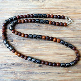 Men's Hematite & Brown Stone Beads Necklace