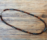 Men's Hematite & Brown Stone Beads Necklace
