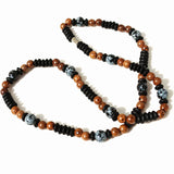 Men's Stone & Wood Beads Necklace with Magnetic Clasp