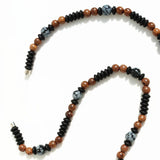 Men's Stone & Wood Beads Necklace with Magnetic Clasp