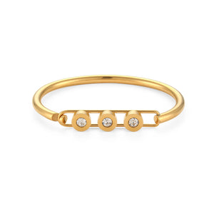 Round Zircon Paved Stainless Steel Bangles - Women's Fine Polished Bracelets