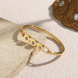 Round Zircon Paved Stainless Steel Bangles - Women's Fine Polished Bracelets