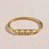 Round Zircon Paved Stainless Steel Bangles - Women's Fine Polished Bracelets