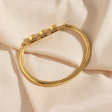 Round Zircon Paved Stainless Steel Bangles - Women's Fine Polished Bracelets