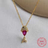925 Silver Fish Crystal Necklace for Women